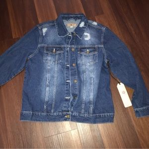 Red Star Denim Distressed Jean Jacket NWT